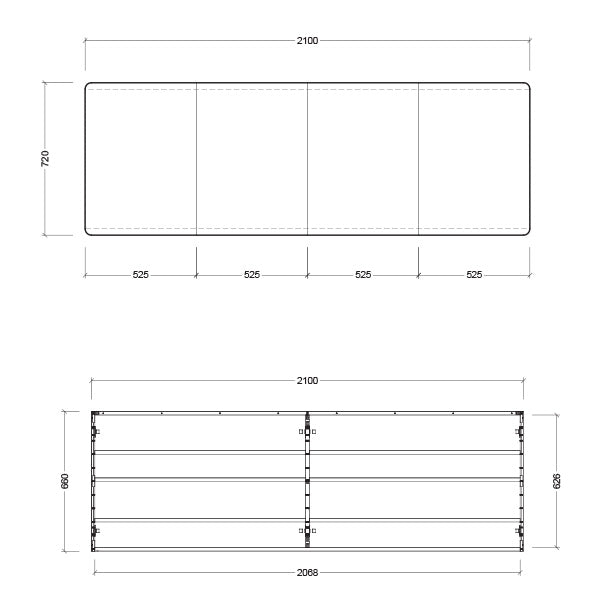 Timberline Sutherland House Shaving Cabinet 2100mm Technical Drawing - The Blue Space