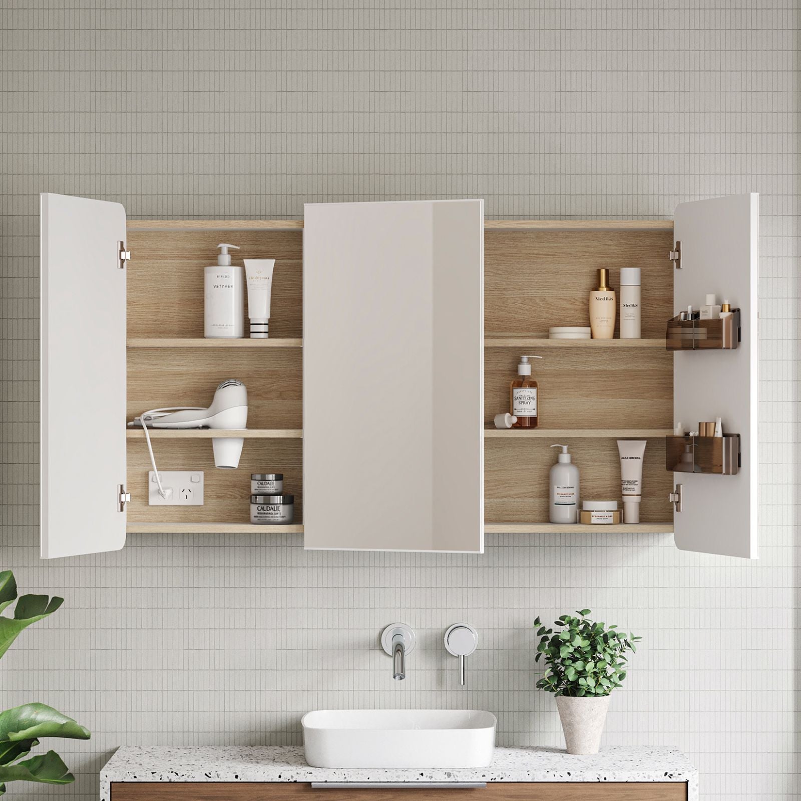 Timberline Sutherland House Shaving Cabinet SHC-SC-1200-3-G - The Blue Space