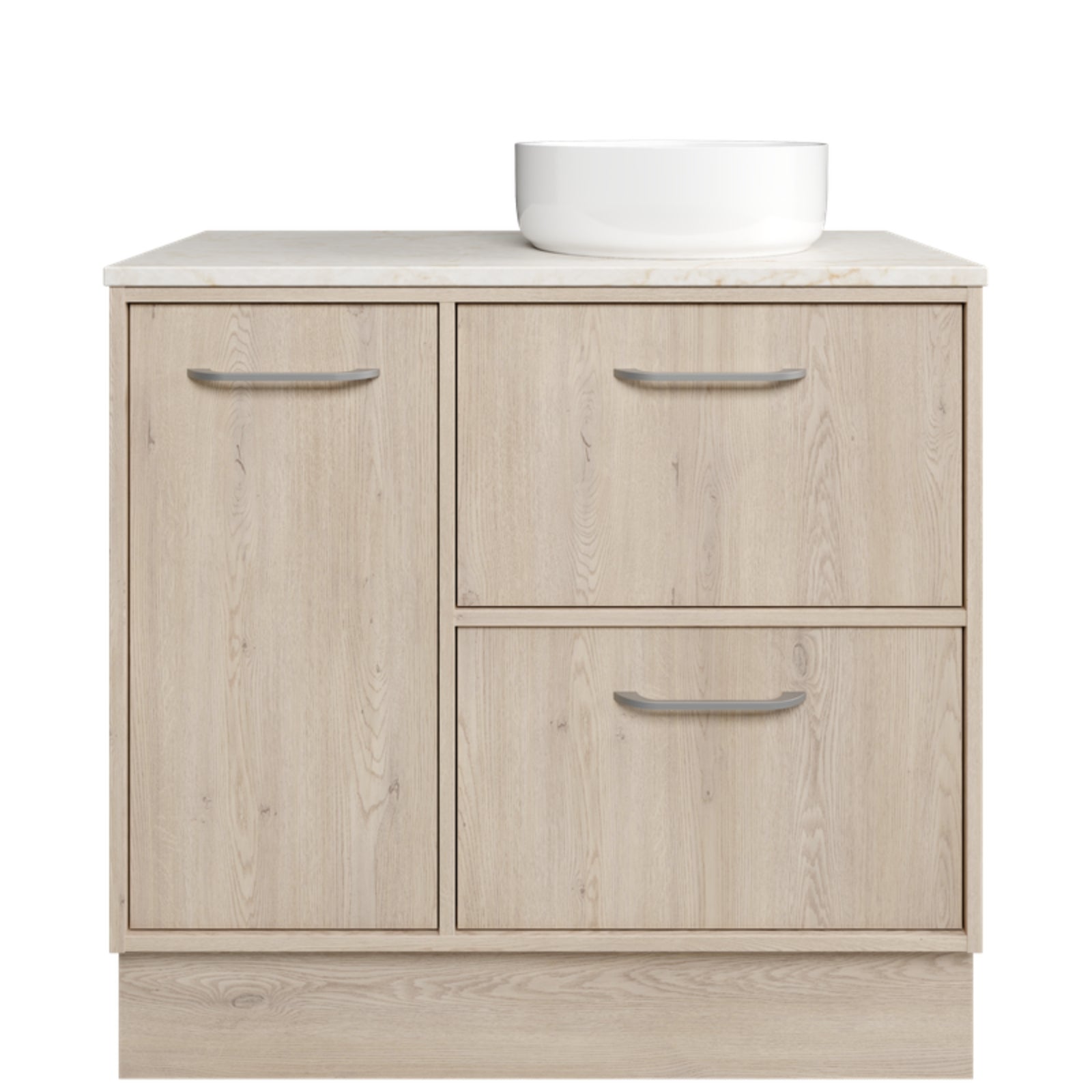 Timberline Takano Floor Standing Vanity with SilkSurface Top and Above Counter Basin TAK-V-900-R-SSA-F-The Blue Space