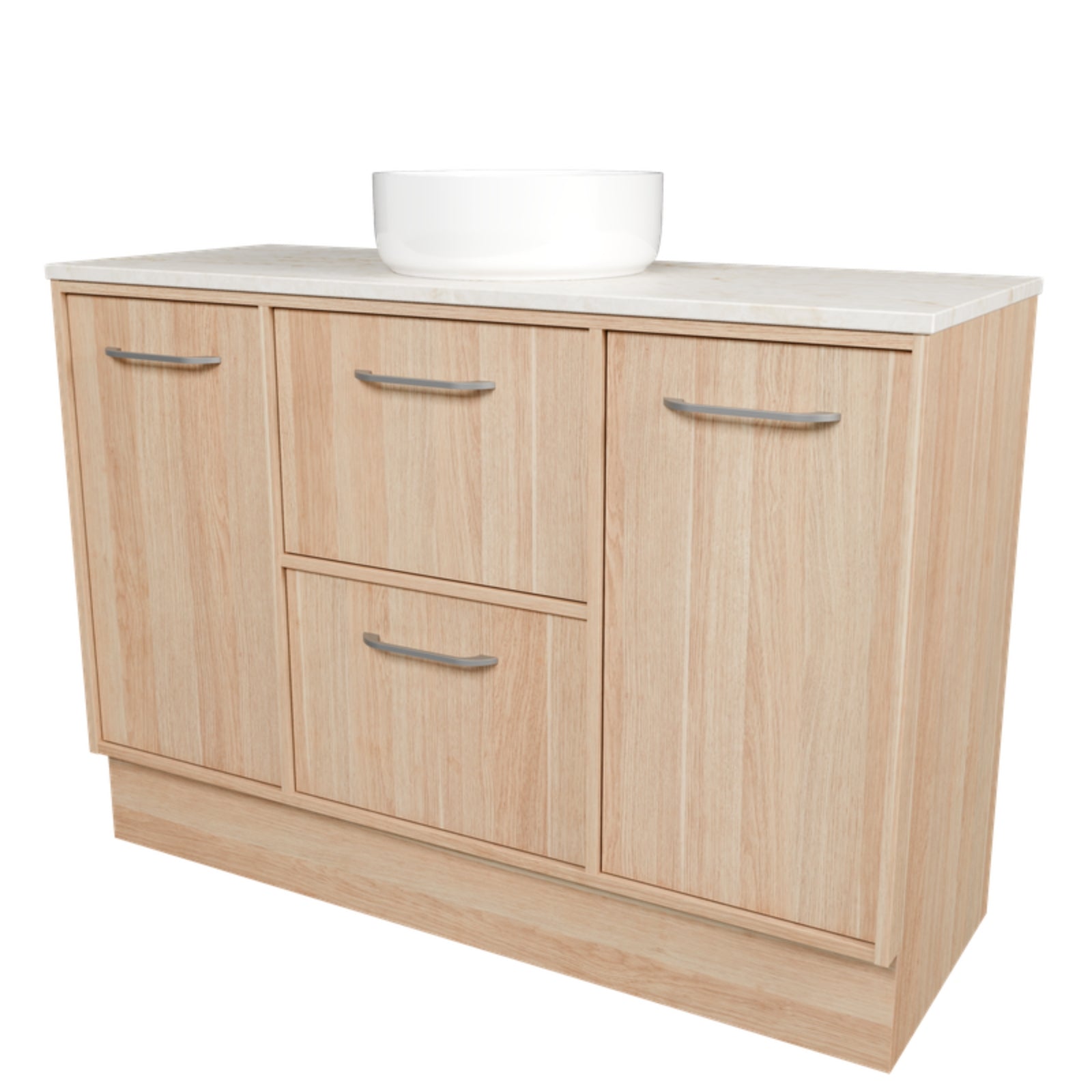 Angle Timberline Takano Floor Standing Vanity with SilkSurface Top and Above Counter Basin TAK-V-1200-C-SSA-F-The Blue Space