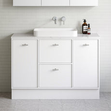 lifestyle Timberline Takano Floor Standing Vanity with SilkSurface Top and Above Counter Basin TAK-V-1200-C-SSA-F-The Blue Space