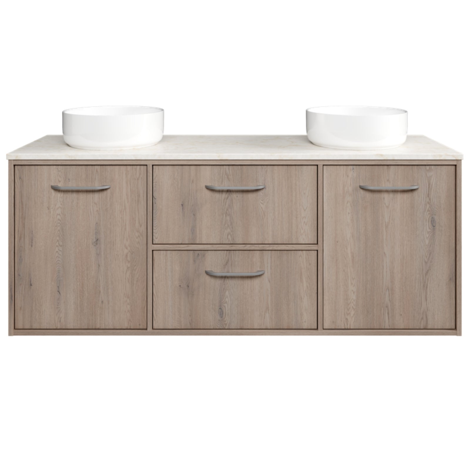 Timberline Takano Wall Hung Vanity with SilkSurface Top and Above Counter Basin TAK-V-1500-D-SSA-W-The Blue Space
