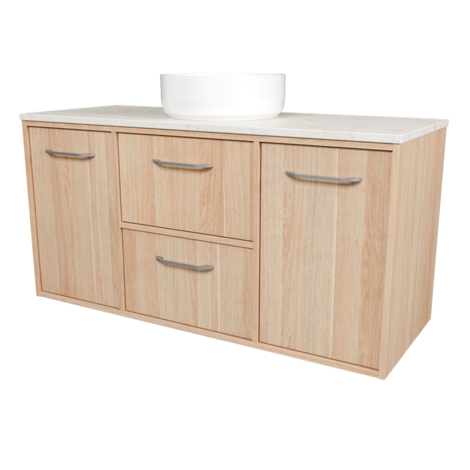 Angle Timberline Takano Wall Hung Vanity with SilkSurface Top and Above Counter Basin TAK-V-1200-C-SSA-W-The Blue Space