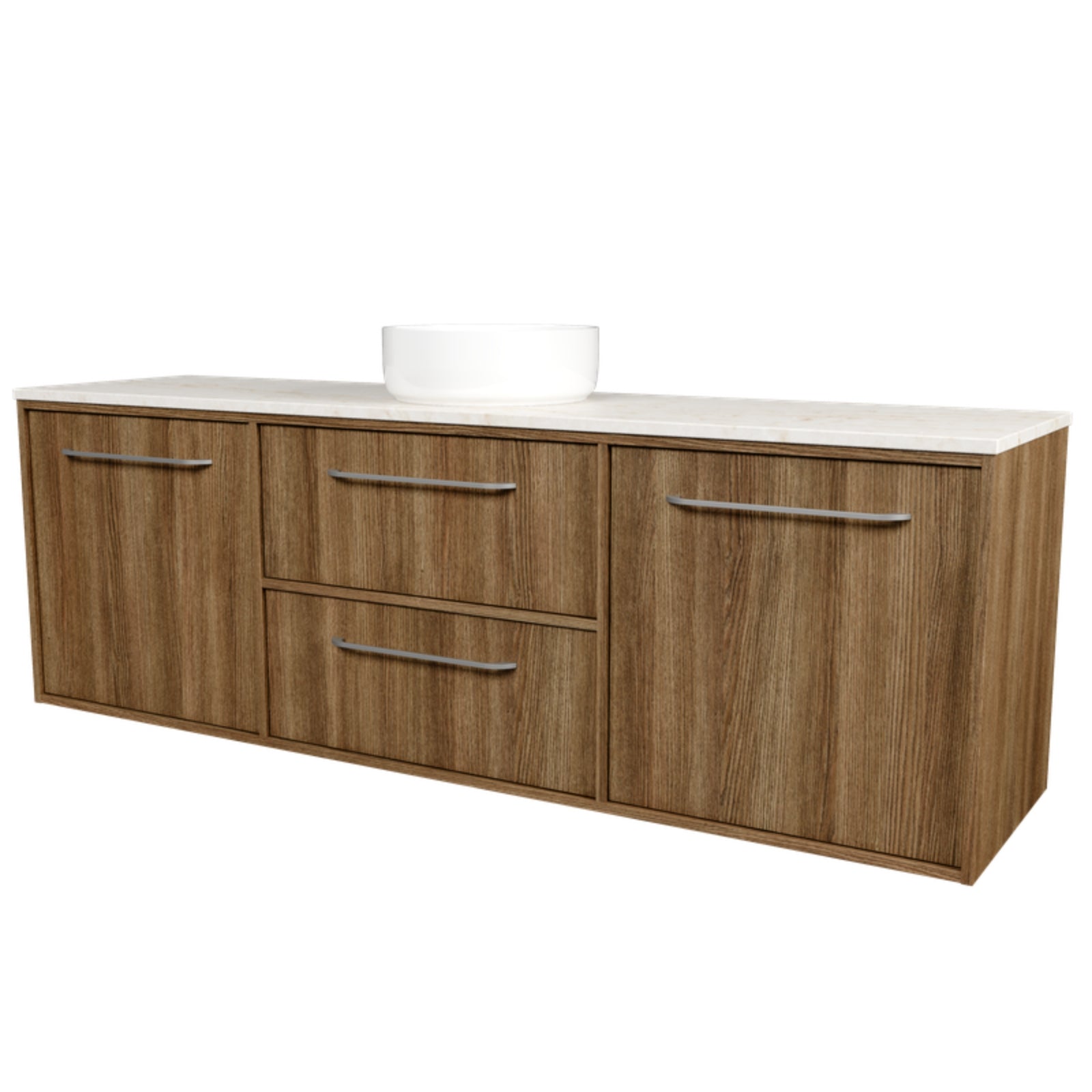 Angle Timberline Takano Wall Hung Vanity with SilkSurface Top and Above Counter Basin TAK-V-1800-C-SSA-W-The Blue Space
