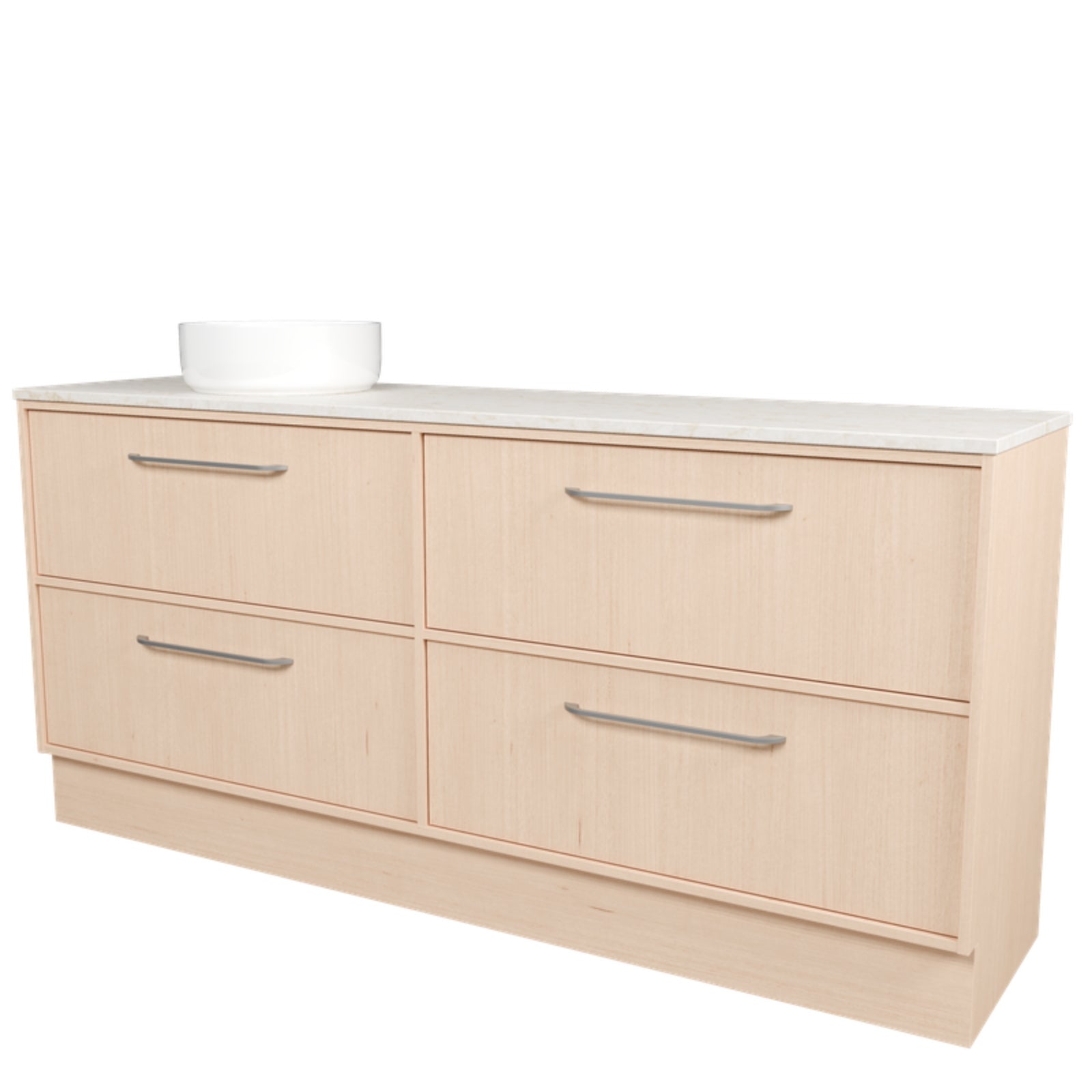 Angle Timberline Taro Floor Standing Vanity with SilkSurface Top and Above Counter Basin TAR-V-1800-L-SSA-F-The Blue Space