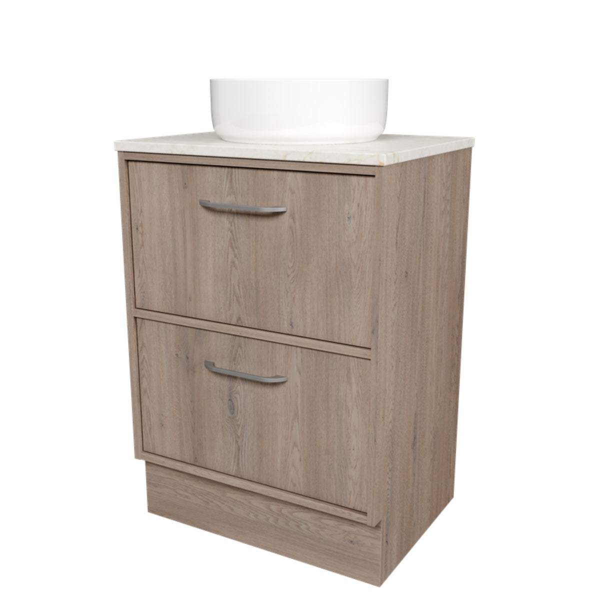 Angle Timberline Taro Floor Standing Vanity with SilkSurface Top and Above Counter Basin TAR-V-600-C-SSA-F-The Blue Space