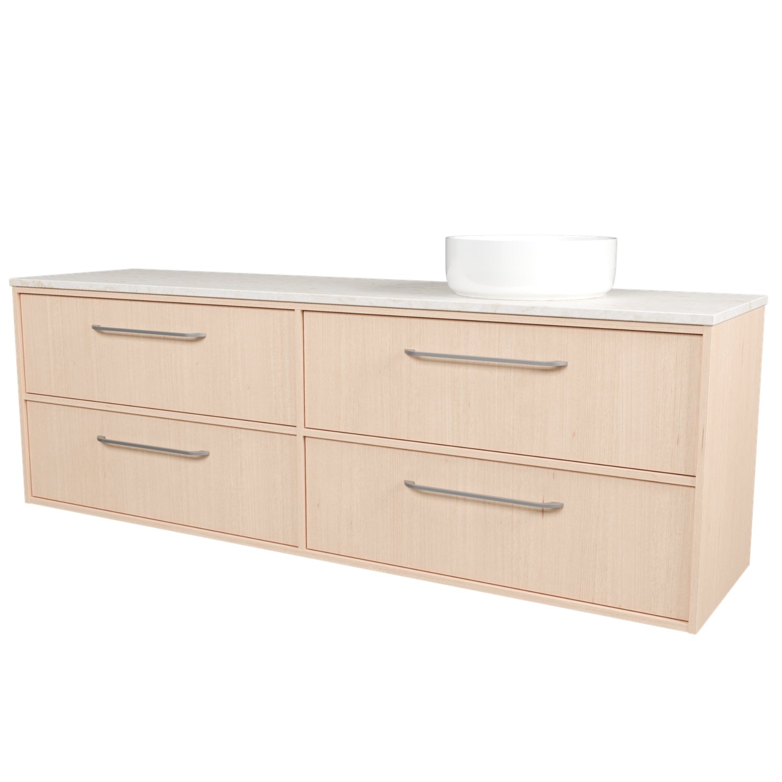 Angle Timberline Taro Wall Hung Vanity with SilkSurface Top and Above Counter Basin TAR-V-1800-D-SSA-W - The Blue Space