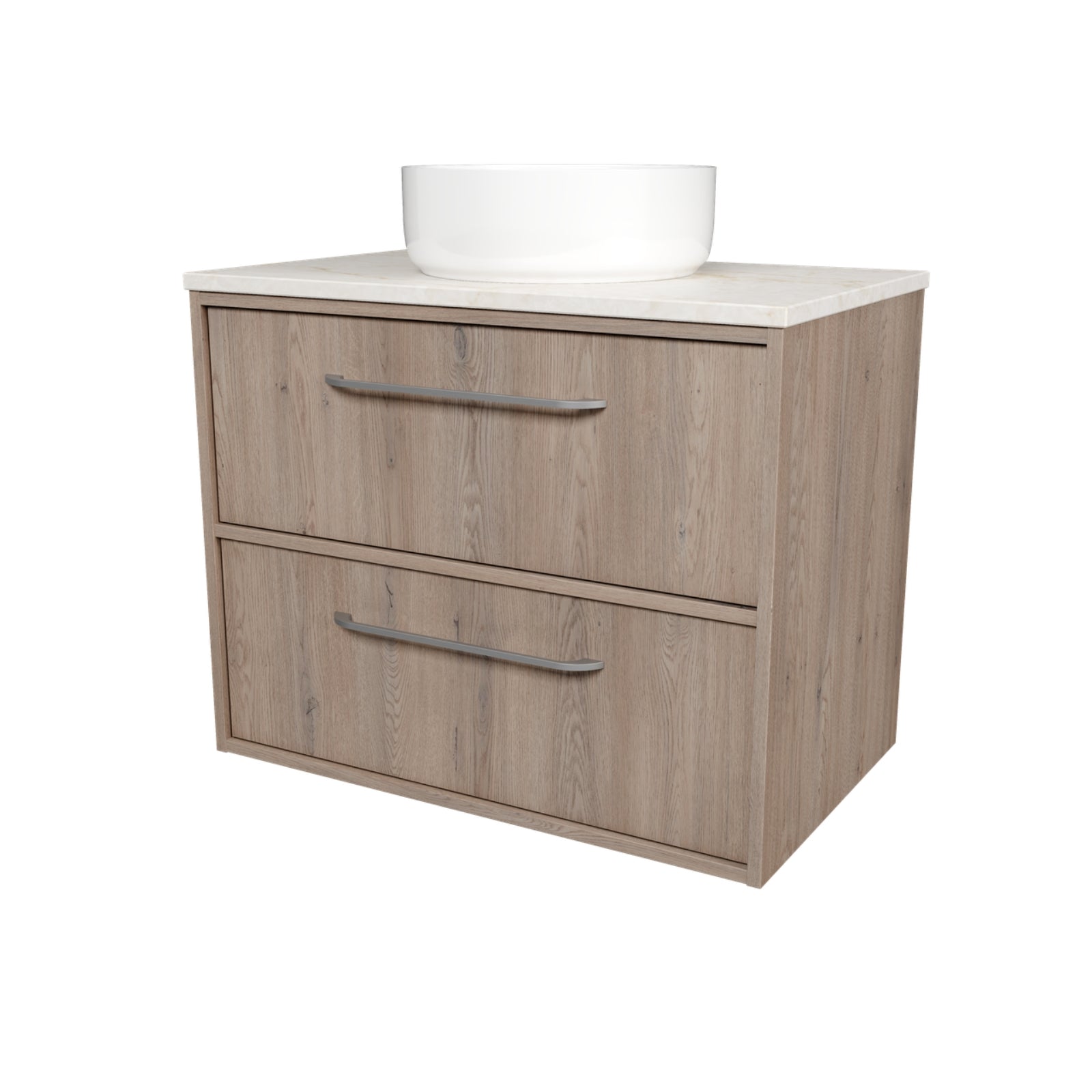 Angle Timberline Taro Wall Hung Vanity with SilkSurface Top and Above Counter Basin TAR-V-750-C-SSA-W - The Blue Space