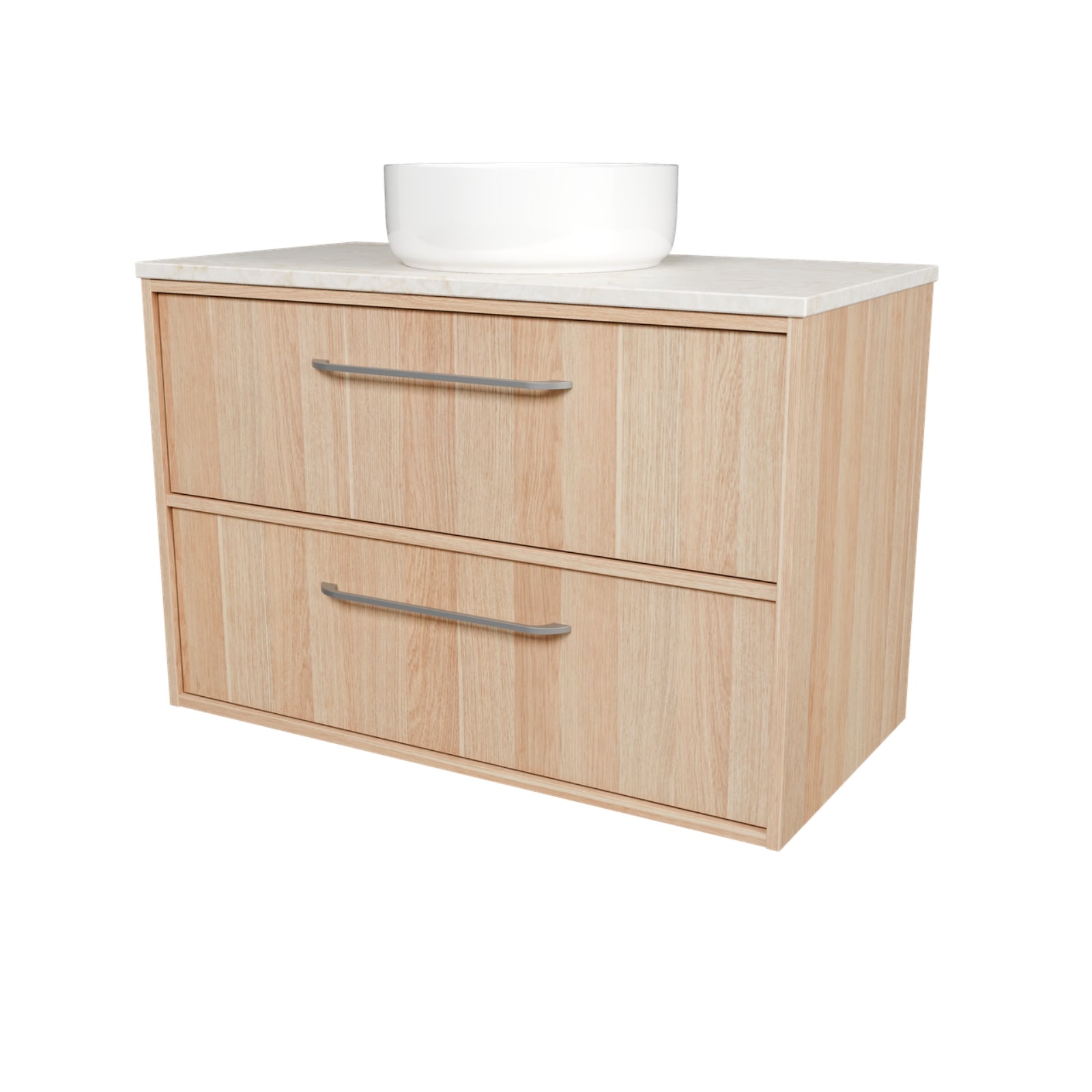 Angle Timberline Taro Wall Hung Vanity with SilkSurface Top and Above Counter Basin TAR-V-900-C-SSA-W - The Blue Space
