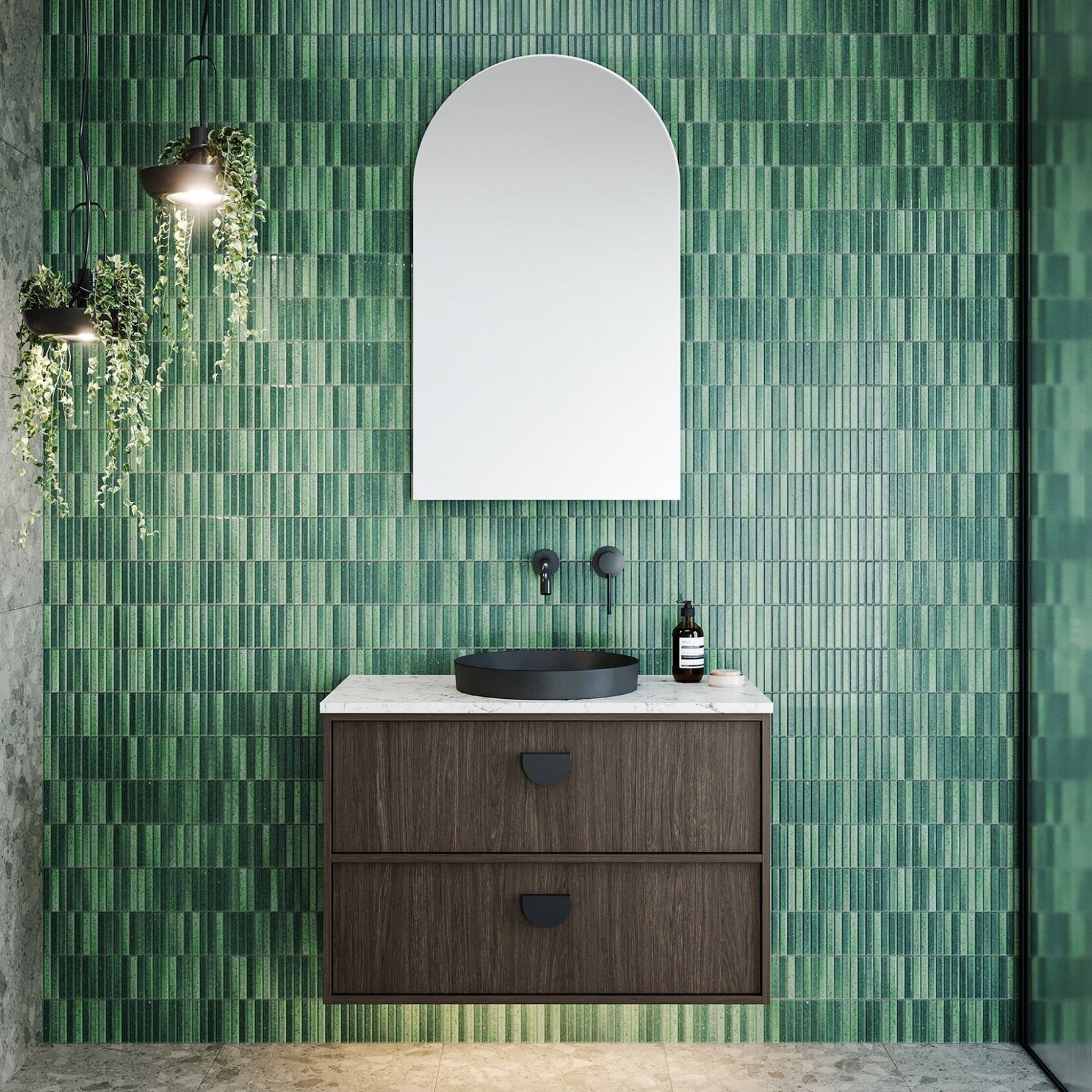 Lifestyle Timberline Taro Wall Hung Vanity with SilkSurface Top and Above Counter Basin TAR-V-900-C-SSA-W - The Blue Space
