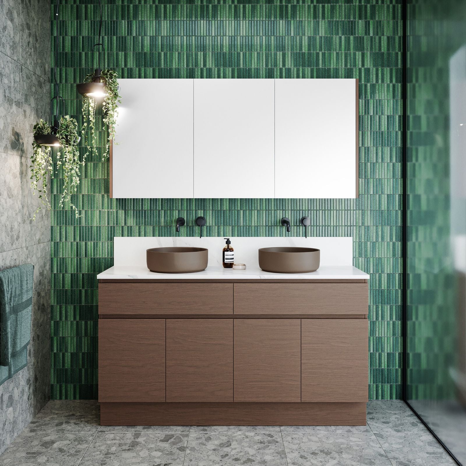 Timberline Taylor Floor Standing Vanity with SilkSurface Top & Basin TAY-V-1500-D-SSA-F - The Blue Space