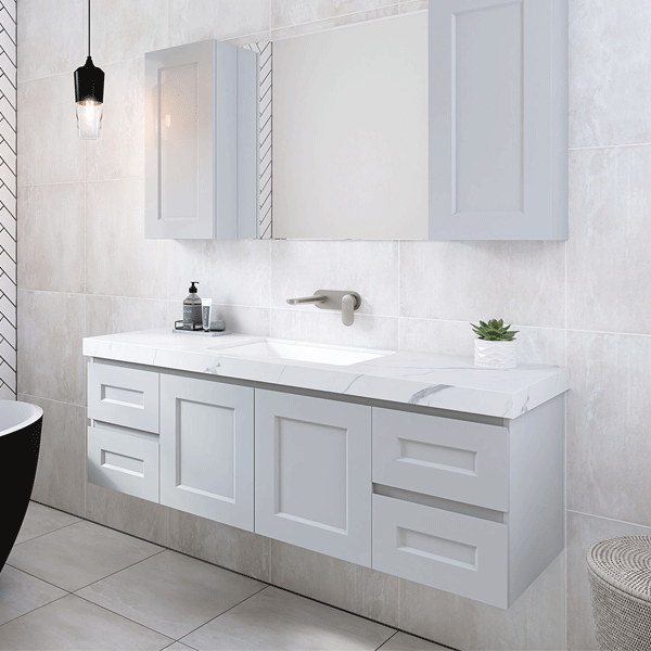 Timberline Victoria Wall Hung Vanity with Silksurface Freedom Top & Under Counter Basin