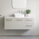 Timberline Victoria 1200mm Wall Hung Vanity with Washboard fluted front in Light Pistachio - The Blue Space