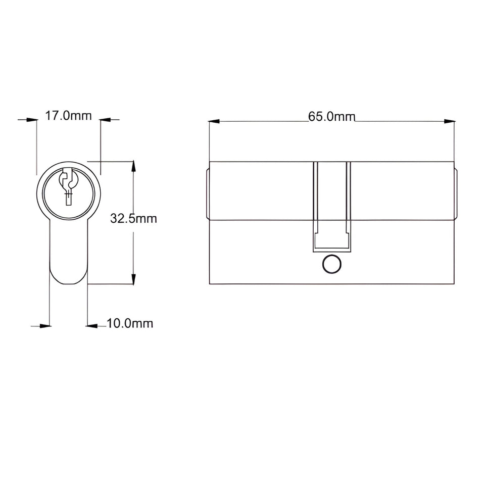 TradCo Bungalow Door Knob Long Backplate Entrance Set with High Security Lock Satin Chrome