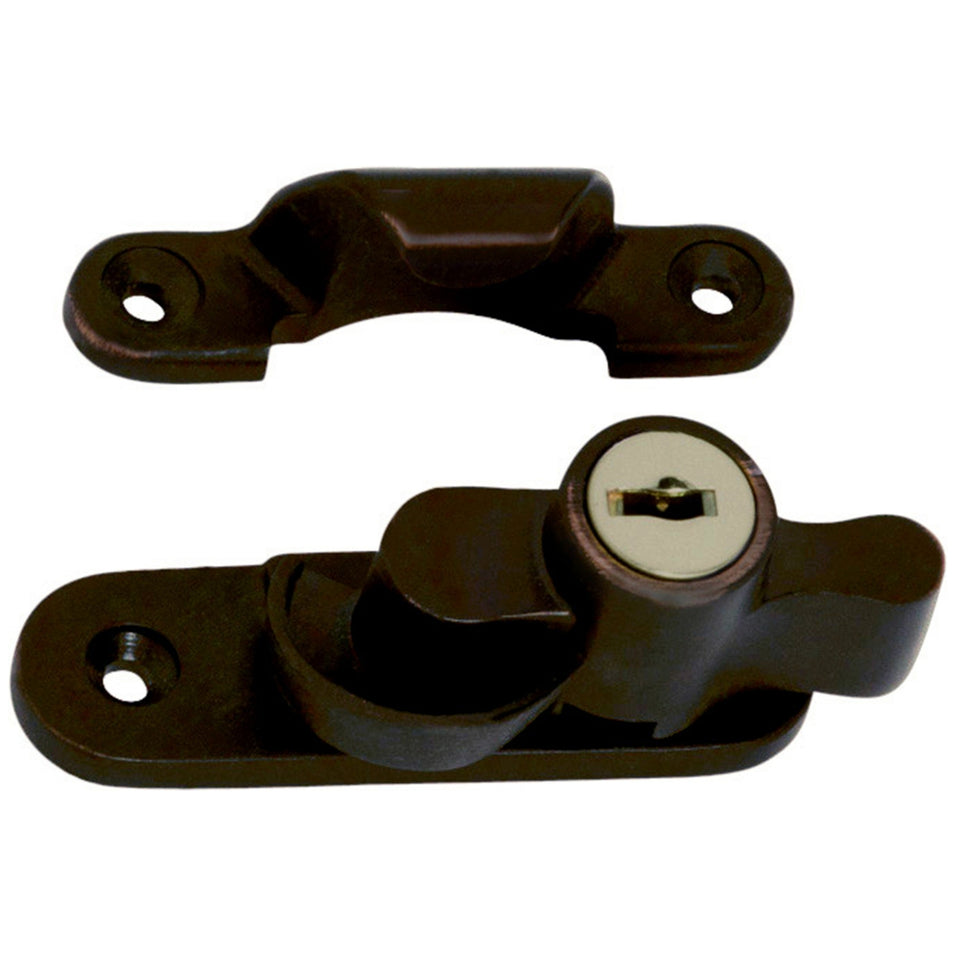 TradCo Key Operated Locking Sash Fastener Antique Brass