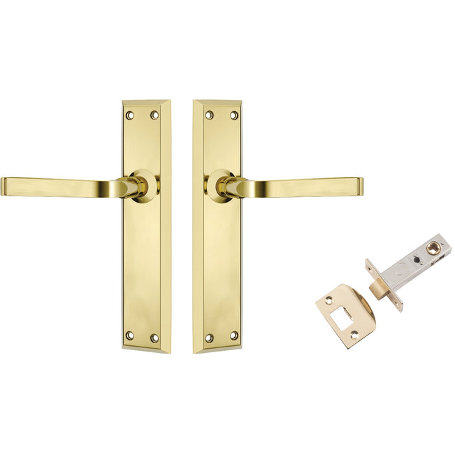 TradCo Menton Lever Long Backplate Passage Set Polished Brass 0675KPASS60 - The Blue Space