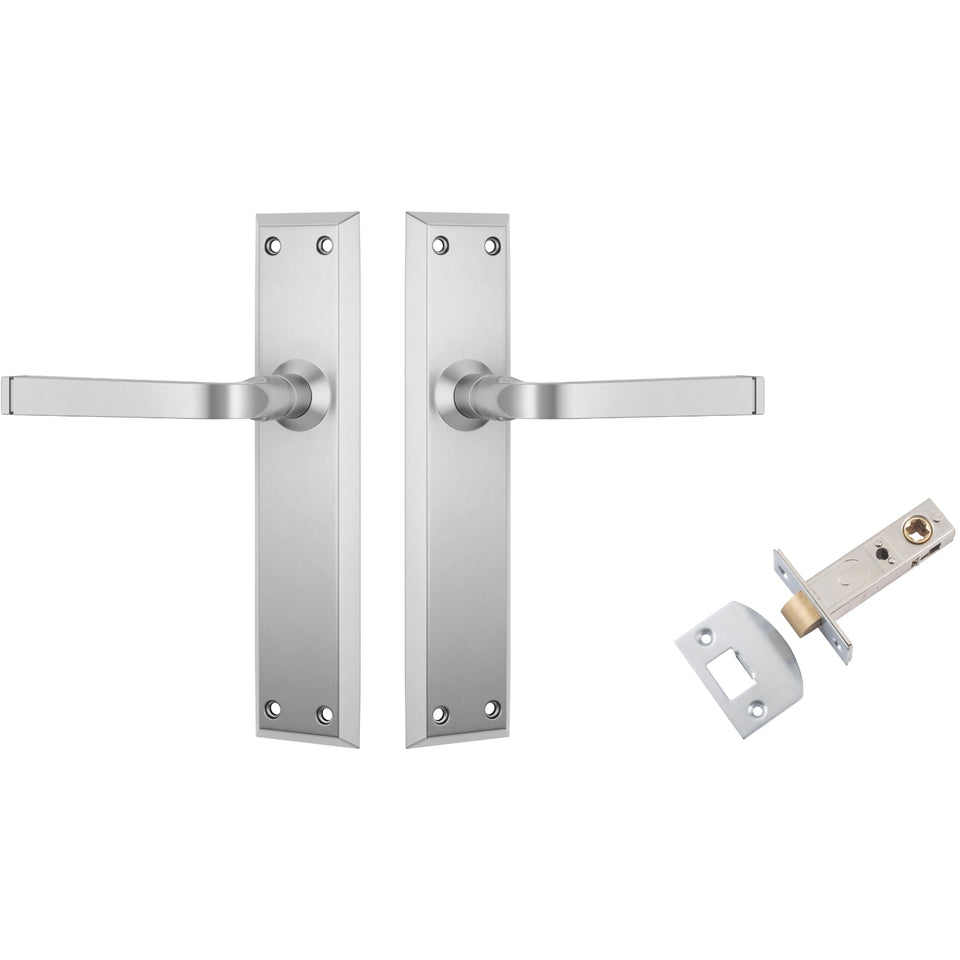 TradCo Menton Lever Long Backplate Passage Set Satin Chrome