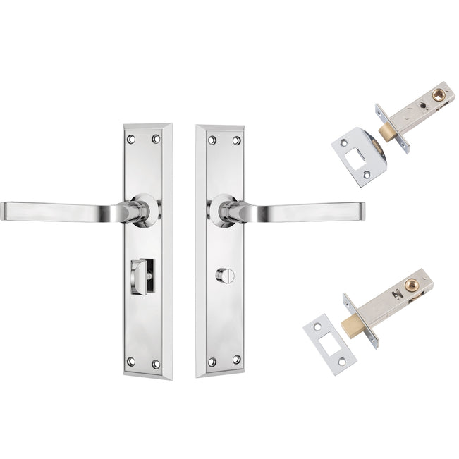TradCo Menton Lever Long Backplate Privacy Set Chrome Plated 0684KPRIV60 - The Blue Space