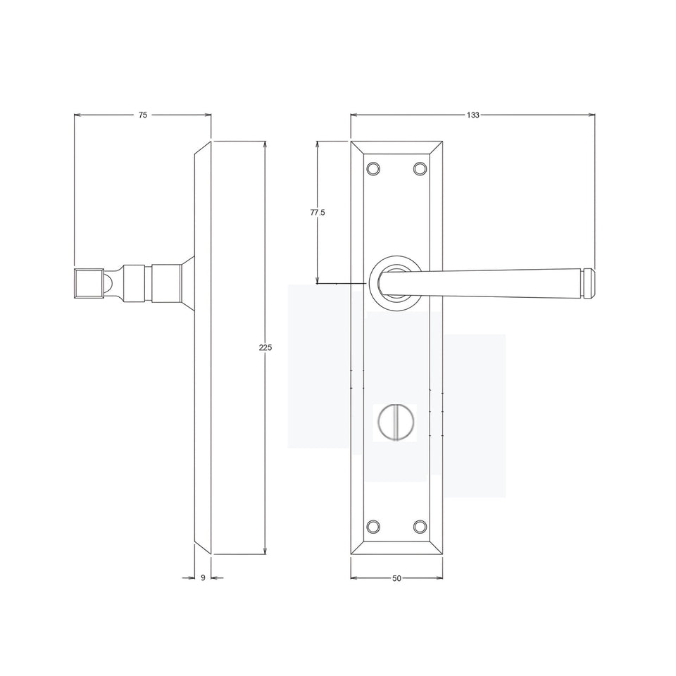 TradCo Menton Lever Long Backplate Privacy Set Chrome Plated