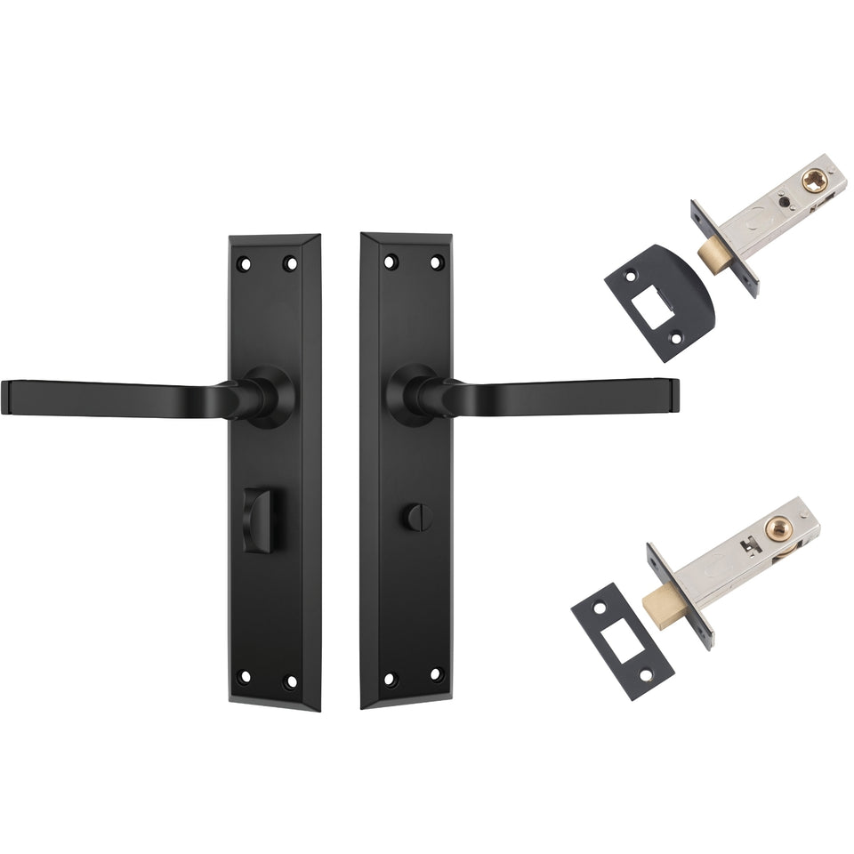 TradCo Menton Lever Long Backplate Privacy Set Matte Black