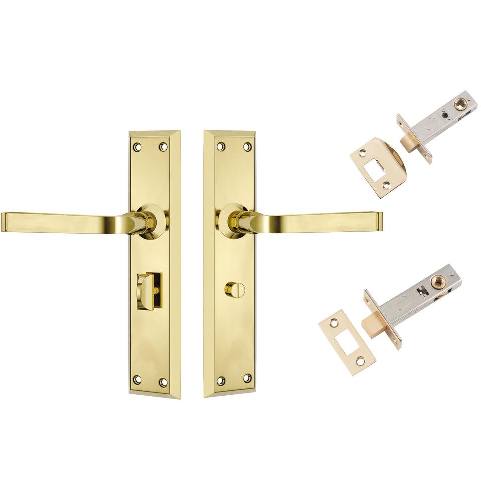 TradCo Menton Lever Long Backplate Privacy Set Polished Brass
