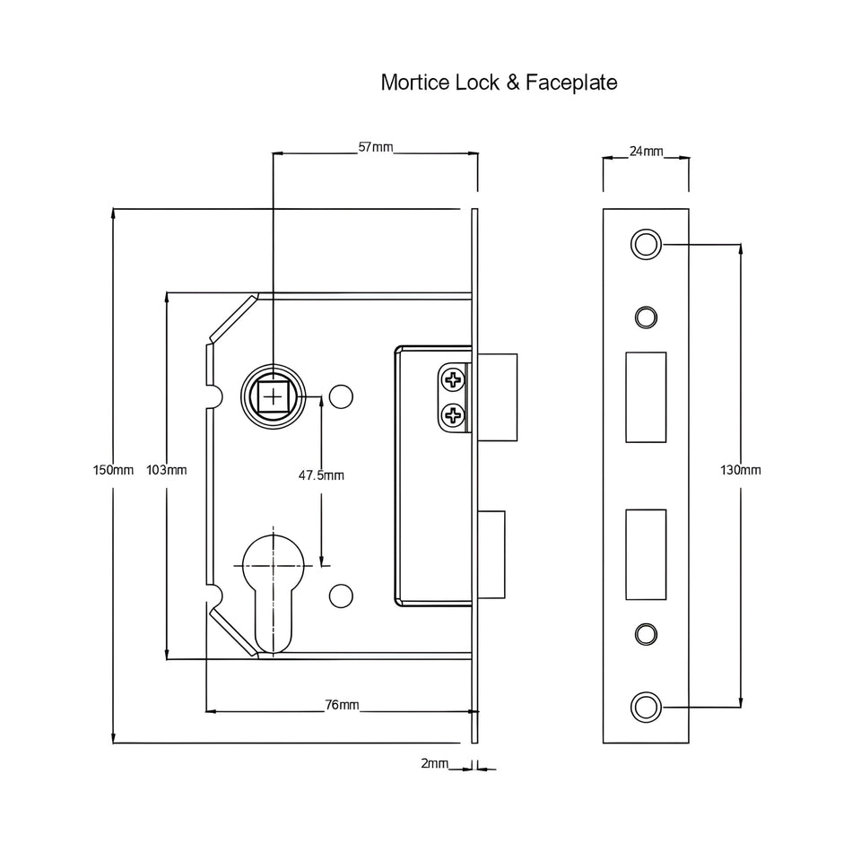 TradCo Milton Lever Long Backplate Entrance Set with High Security Lock Matte Black