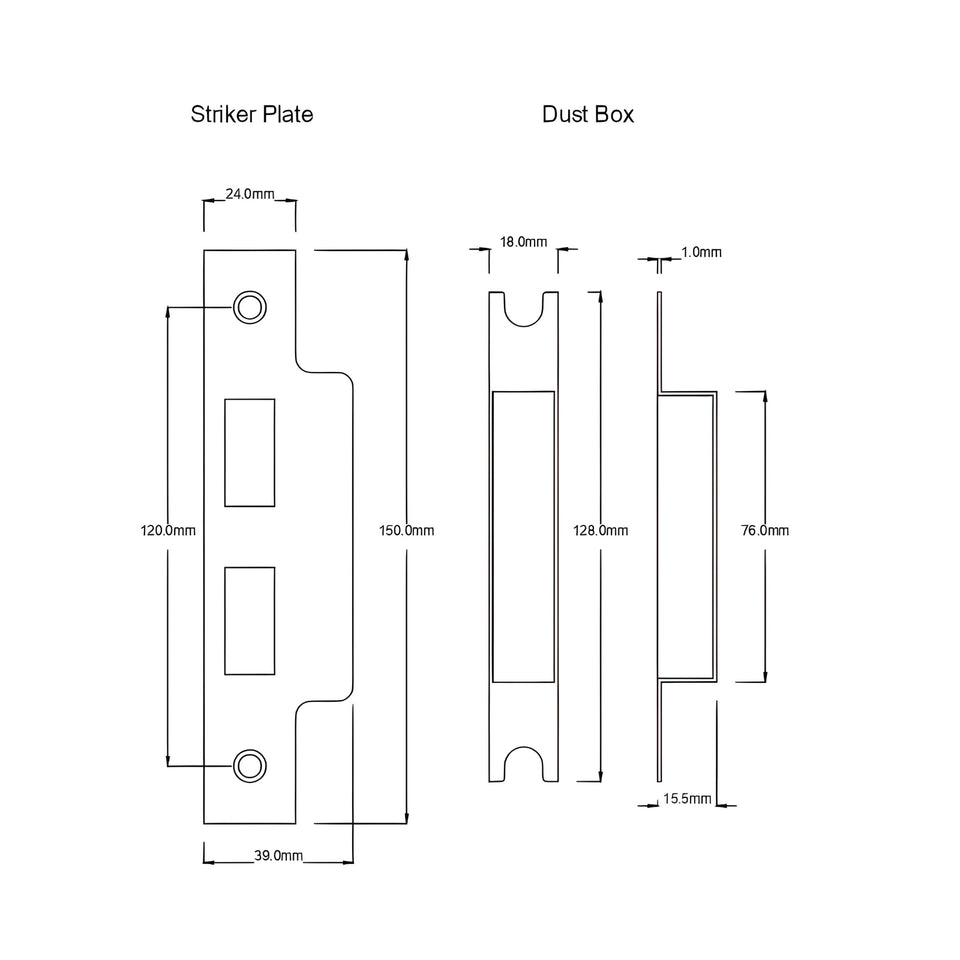 TradCo Milton Lever Long Backplate Entrance Set with High Security Lock Matte Black
