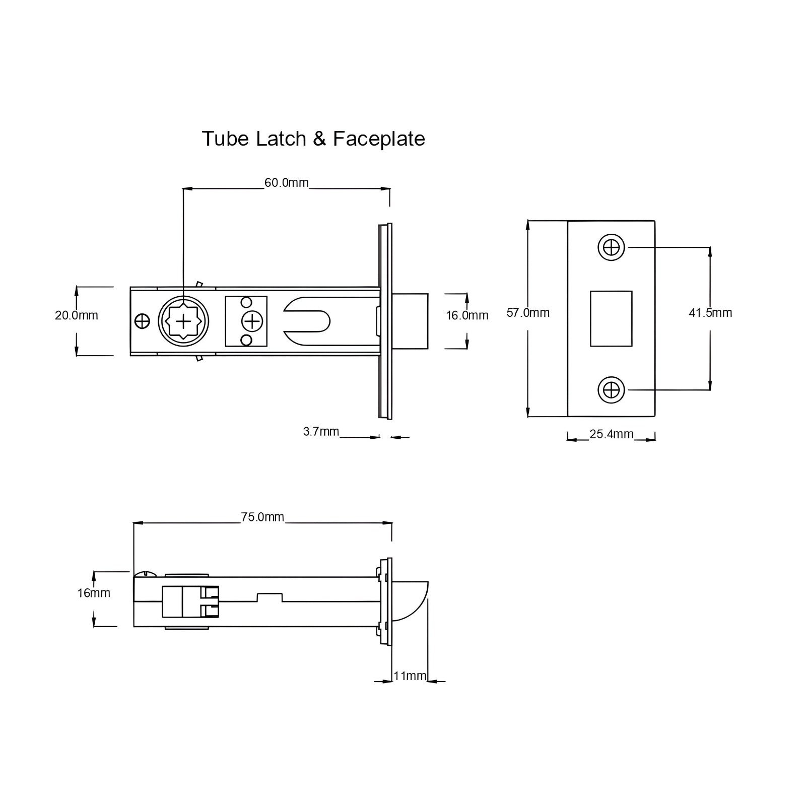 Tube Latch TradCo Milton Lever Long Backplate Passage Set Matte Black 9610KPASS60 - The Blue Space
