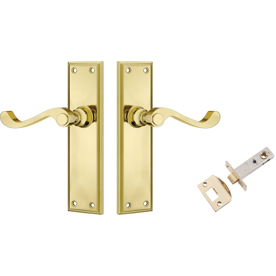 TradCo Milton Lever Long Backplate Passage Set Polished Brass