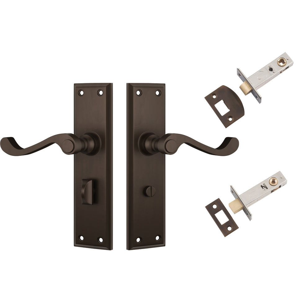 TradCo Milton Lever Long Backplate Privacy Set Antique Brass