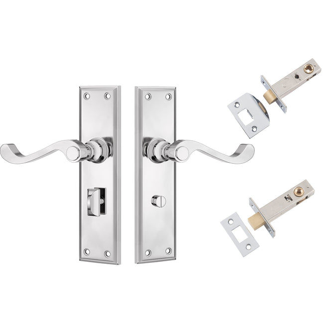TradCo Milton Lever Long Backplate Privacy Set Chrome Plated 0790KPRIV60 - The Blue Space
