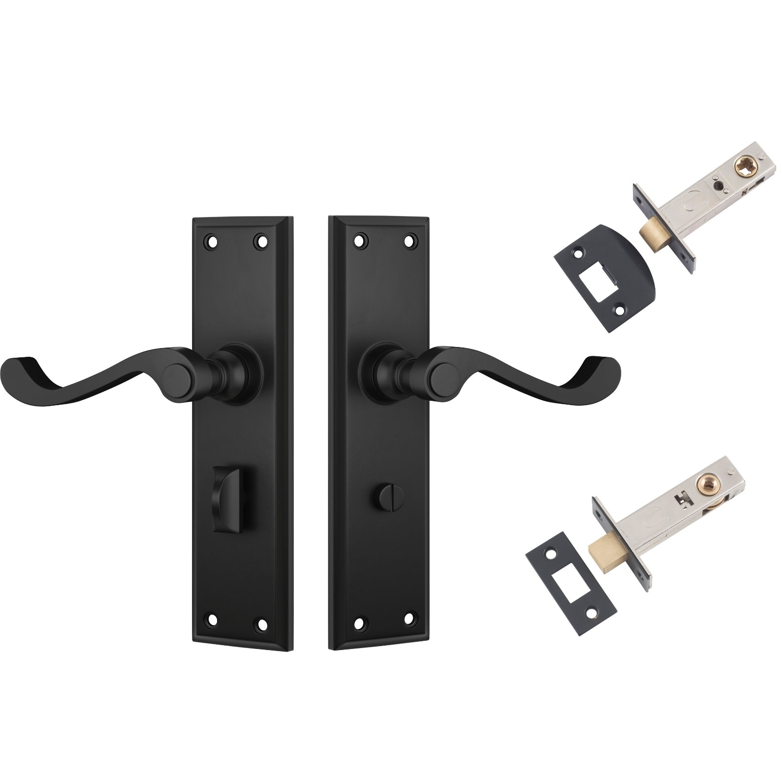 TradCo Milton Lever Long Backplate Privacy Set Matte Black 9610KPRIV60 - The Blue Space