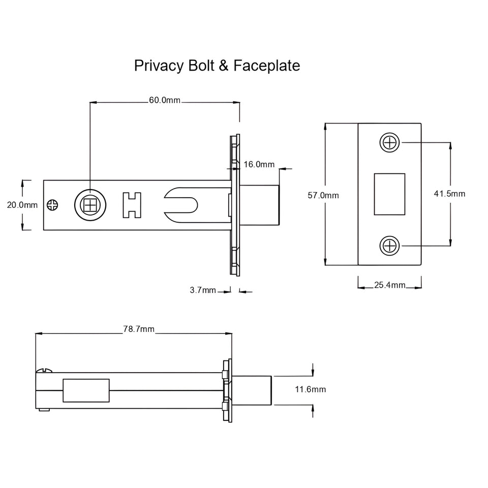 TradCo Milton Lever Long Backplate Privacy Set Matte Black
