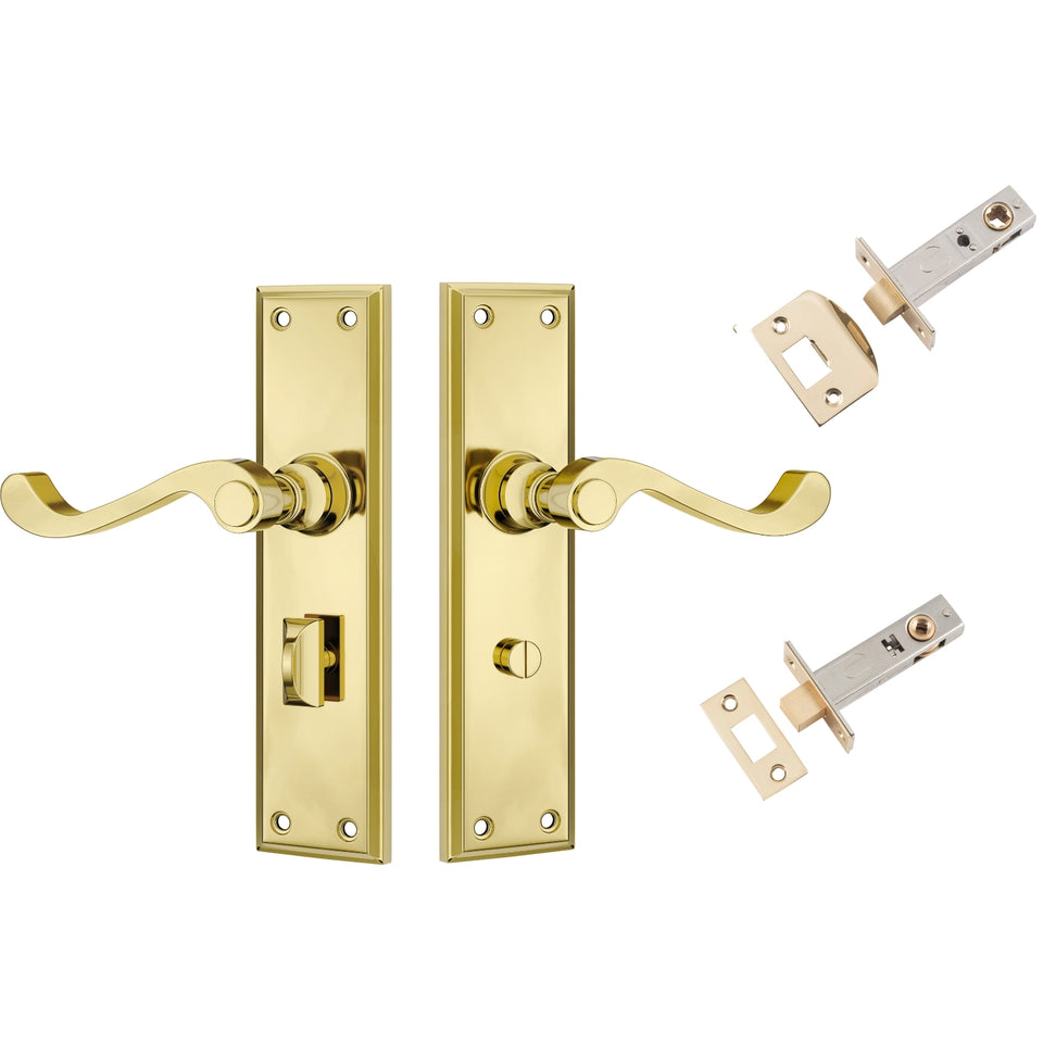 TradCo Milton Lever Long Backplate Privacy Set Polished Brass