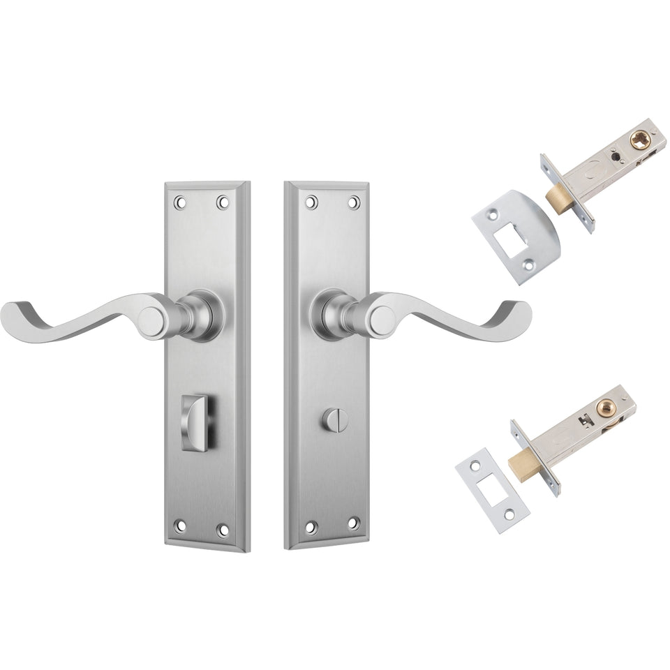 TradCo Milton Lever Long Backplate Privacy Set Satin Chrome