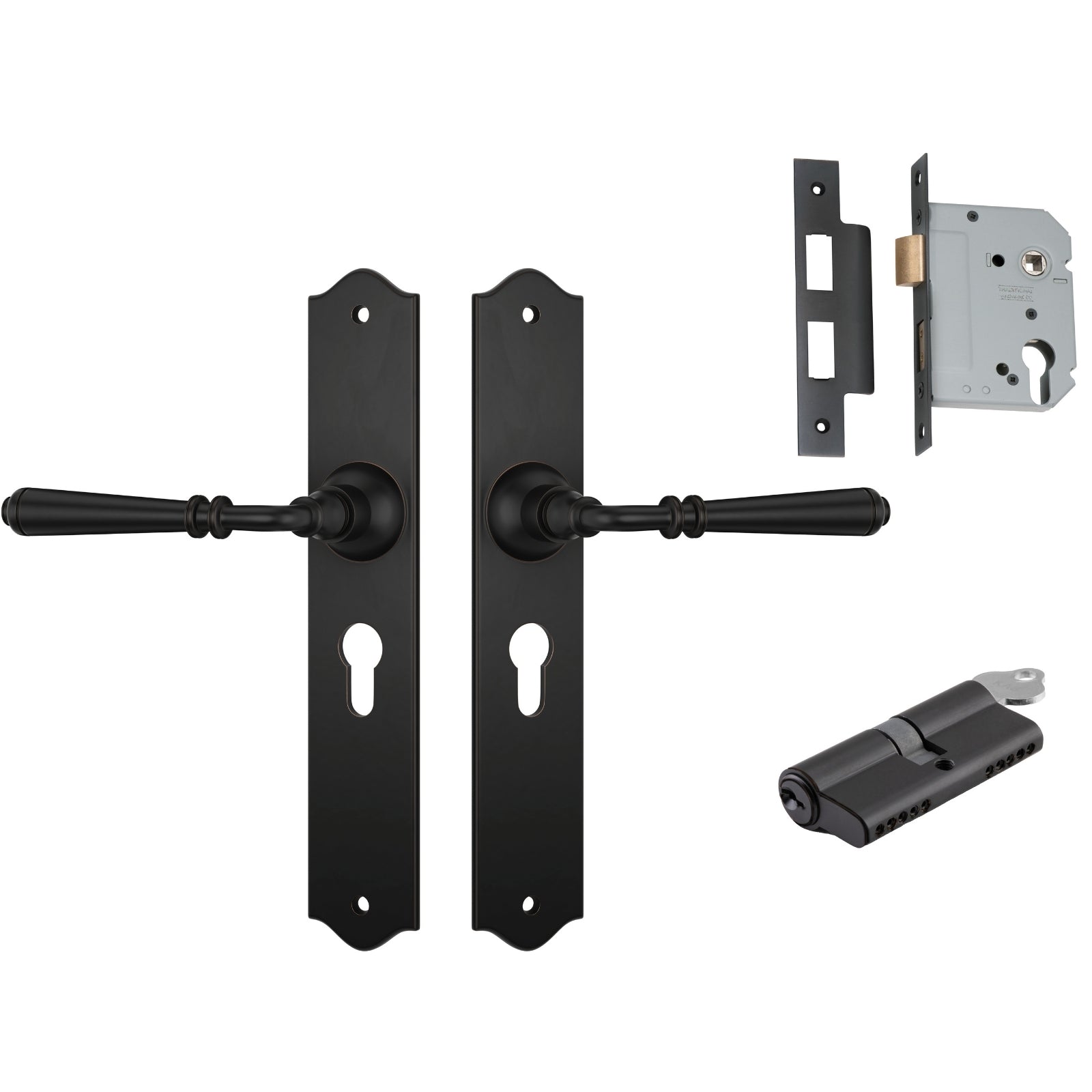 TradCo Reims Lever Long Backplate Entrance Set with High Security Lock Antique Copper 0746KENTREURO57KK - The Blue Space