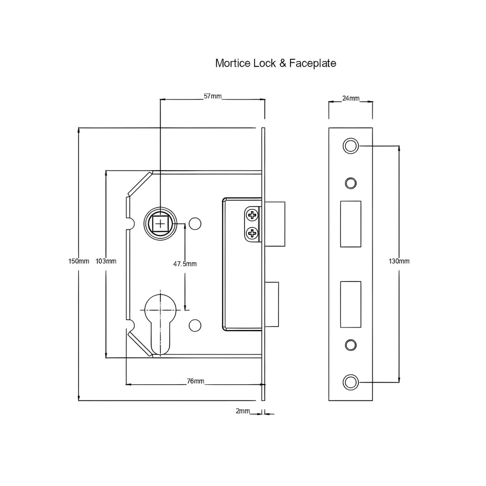 TradCo Reims Lever Long Backplate Entrance Set with High Security Lock Matte Black