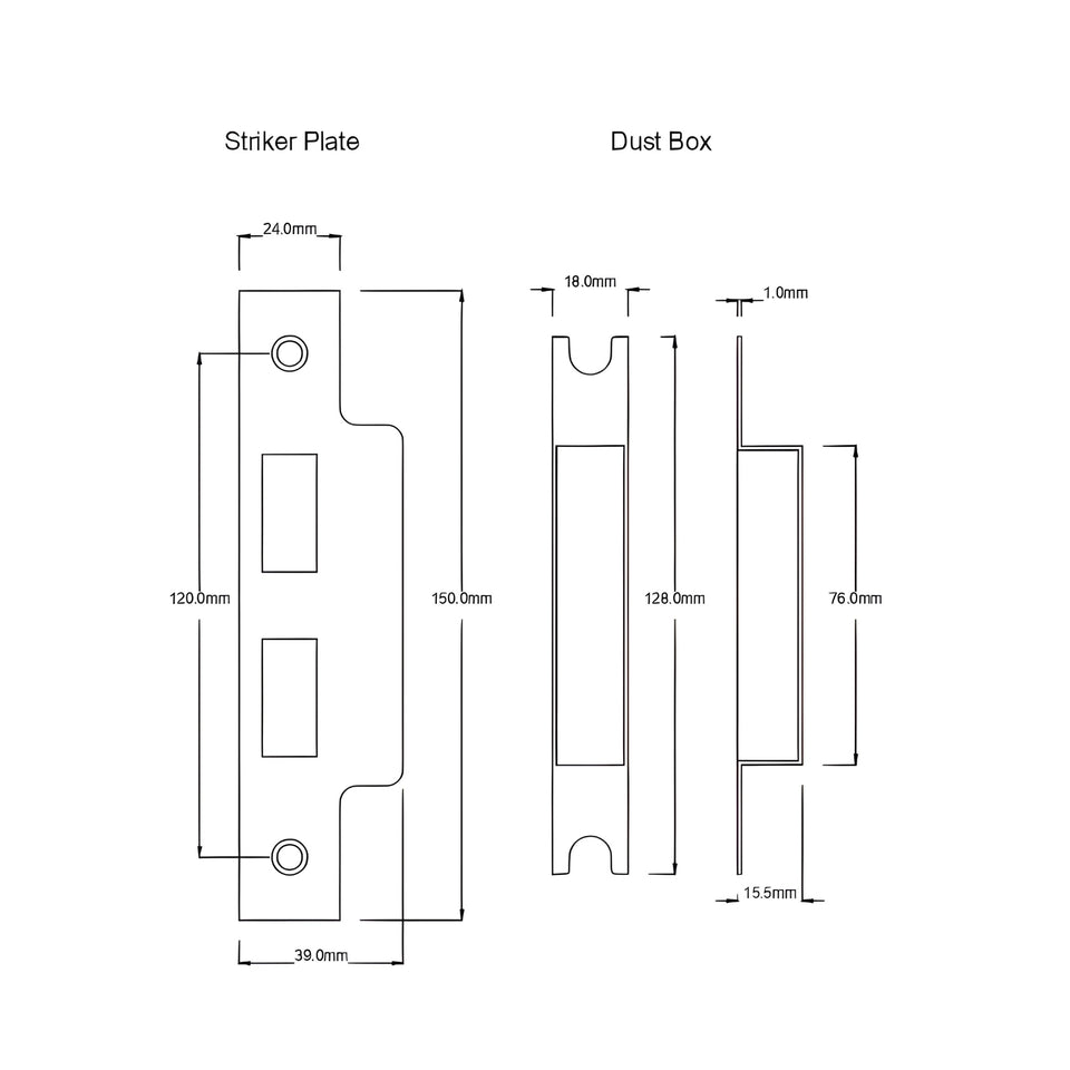 TradCo Reims Lever Long Backplate Entrance Set with High Security Lock Matte Black