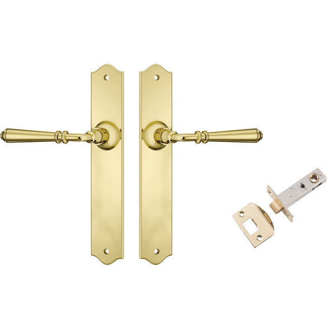 TradCo Reims Lever Long Backplate Passage Set Polished Brass 0771KPASS60 - The Blue Space