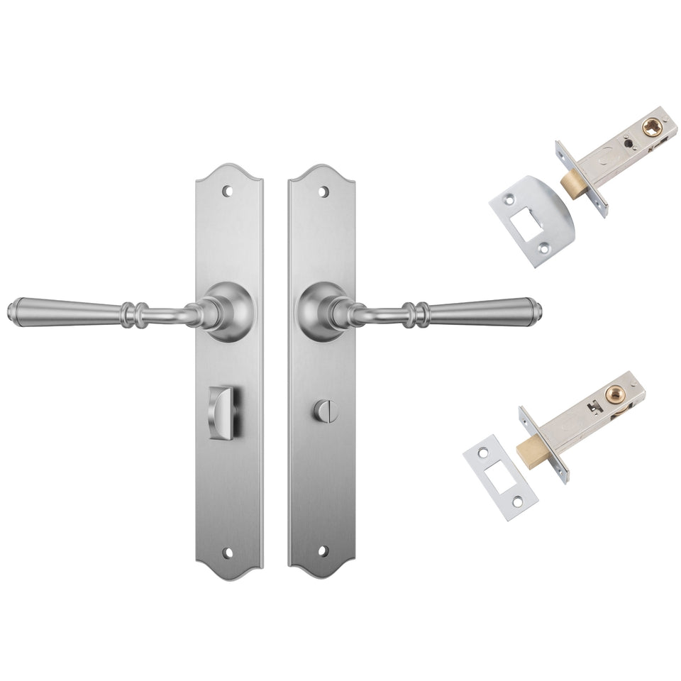 TradCo Reims Lever Long Backplate Privacy Set Satin Chrome