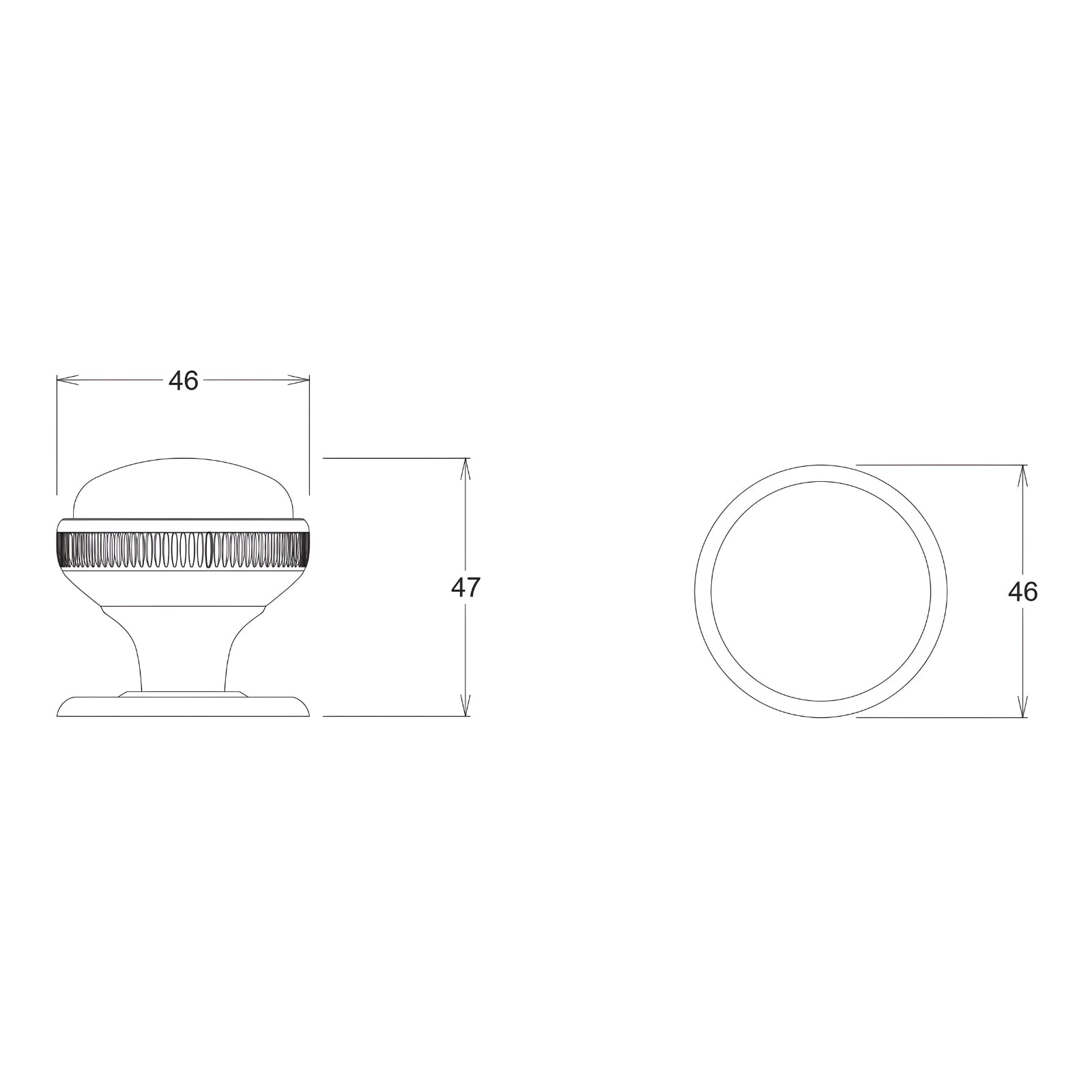 Line Drawing TradCo Rim Lock and Milled Edge Knob Passage Set Matte Black Antique Copper 1032-2013SET - The Blue Space