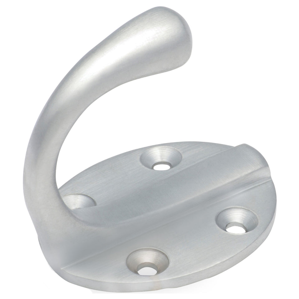 TradCo Single Robe Hooks Oval Backplate Satin Chrome