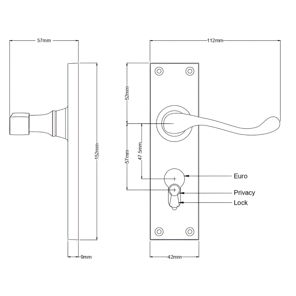 TradCo Victorian Lever Long Backplate Entrance Set with High Security Lock Polished Brass