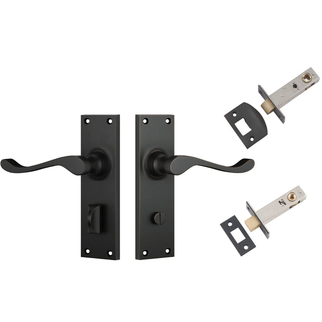 TradCo Victorian Lever Long Backplate Privacy Set Antique Copper 0902KPRIV60 - The Blue Space