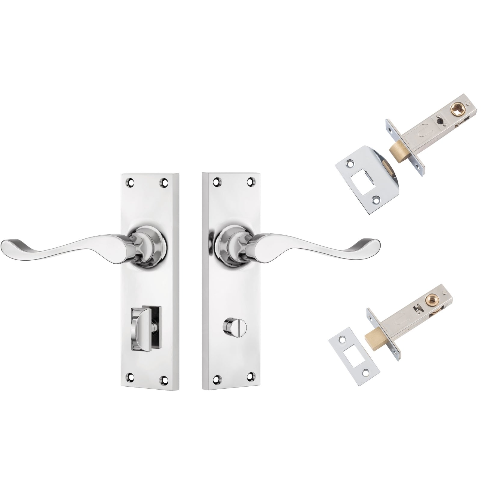 TradCo Victorian Lever Long Backplate Privacy Set Chrome Plated 0907KPRIV60 - The Blue Space