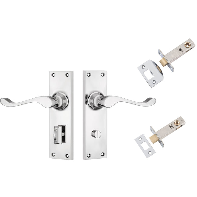 TradCo Victorian Lever Long Backplate Privacy Set Chrome Plated 0907KPRIV60 - The Blue Space