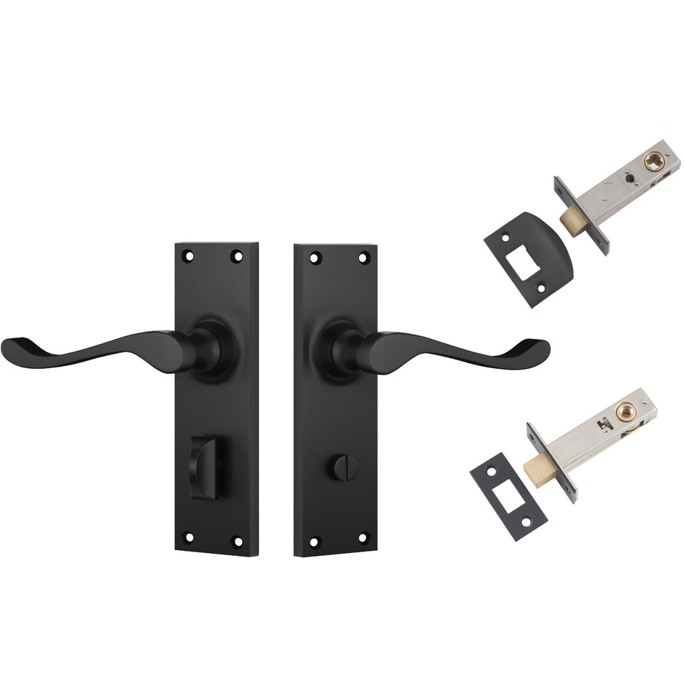 TradCo Victorian Lever Long Backplate Privacy Set Matte Black