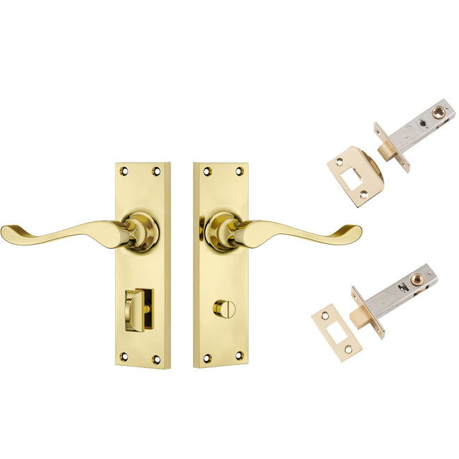 TradCo Victorian Lever Long Backplate Privacy Set Polished Brass 1037KPRIV60 - The Blue Space