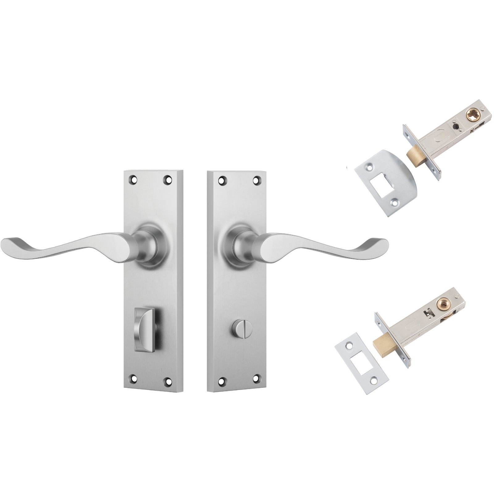 TradCo Victorian Lever Long Backplate Privacy Set Satin Chrome 0912KPRIV60 - The Blue Space