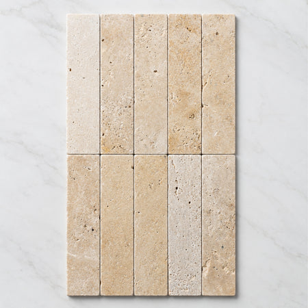 Tumbled Natural Beige Travertine Subway Tile 50mm x 200mm